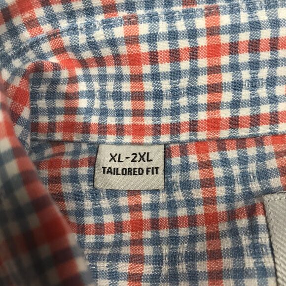 TWILLORY untuck(able) Twill Shirt Men XL Pastel Orange Blue Plaid Linen - Picture 9 of 16